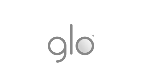 Das Glo-Logo ist auf einem weißen Hintergrund.