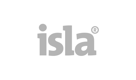 Ein Schwarzweißbild des Isla-Logos auf weißem Hintergrund.
