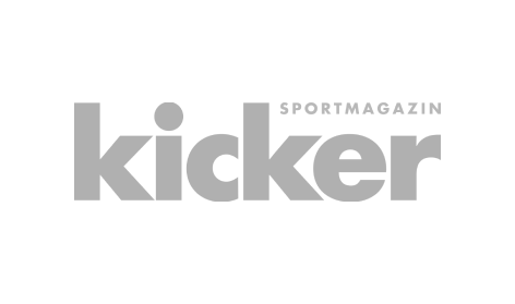 Ein schwarz-weißes Logo für das Kicker Sportmagazin auf weißem Hintergrund.