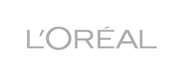 Das Logo von L'Oréal ist grau und weiß auf weißem Hintergrund.