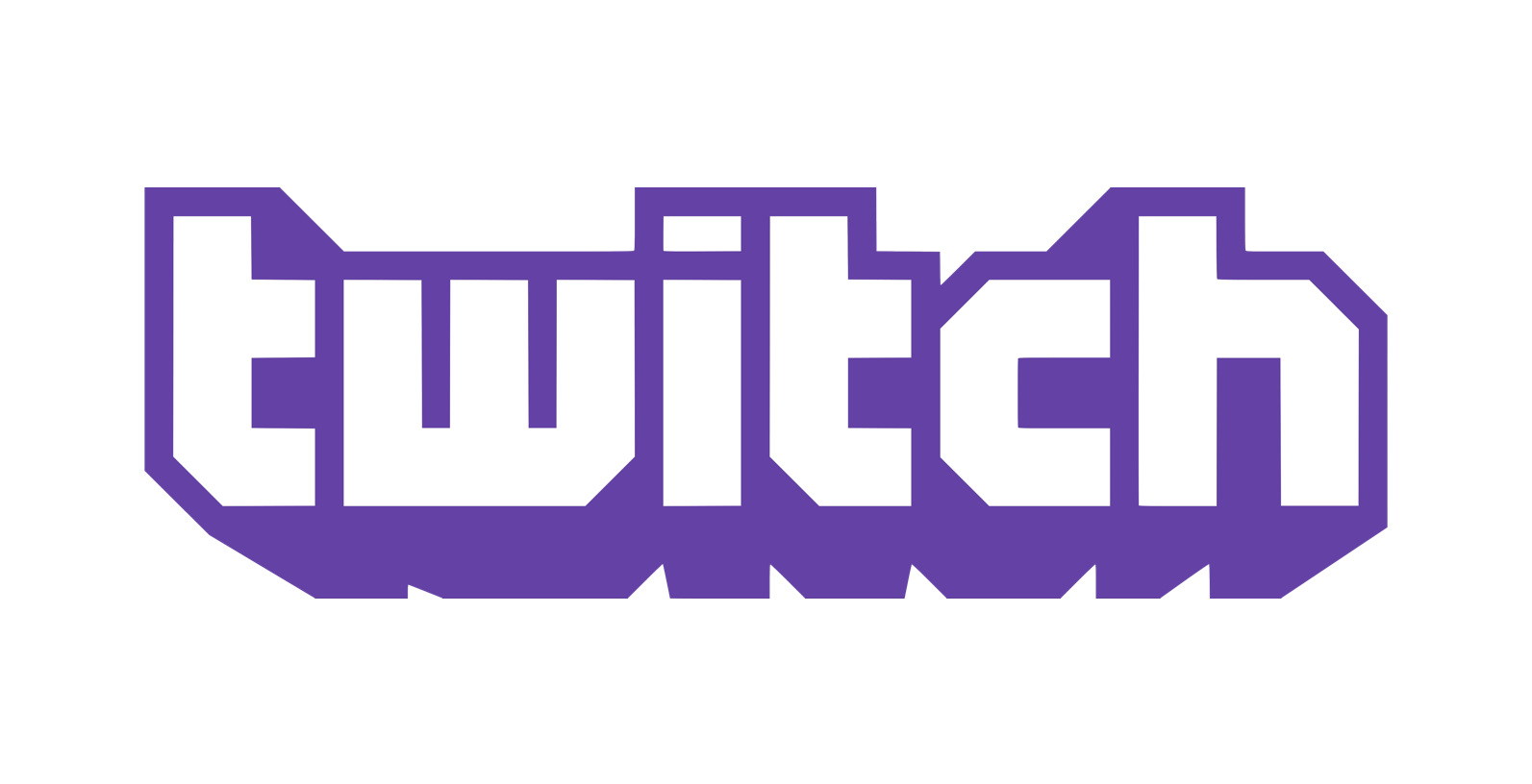 Das Twitch-Logo ist lila und weiß auf weißem Hintergrund.