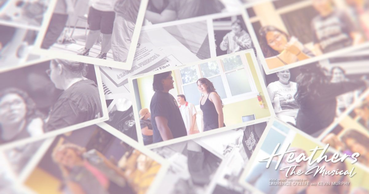 Photos scattered in a collage; a couple in center, others blurred.