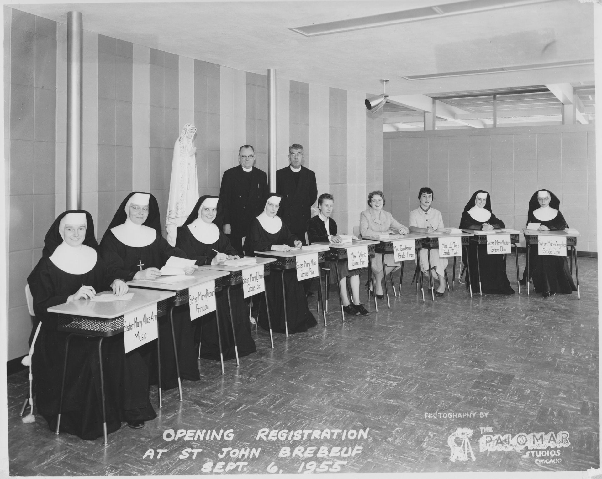 Staff on Opening Registration Day in 1955