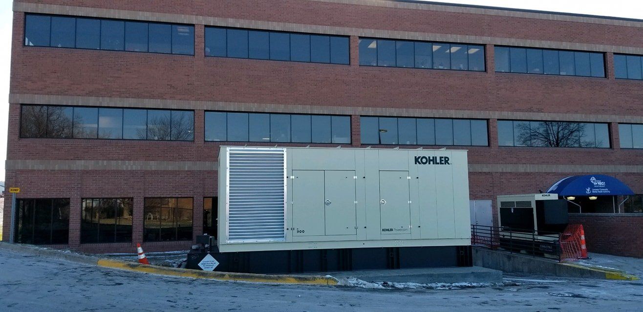 Heavy-duty industrial generator for the Human Services Building in Adrian, Michigan.