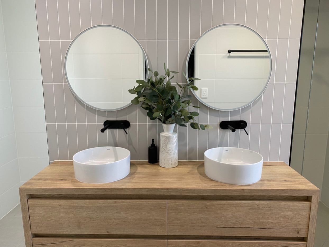 Vanity With Dual Circular Mirror — Keppel Kitchens in Yeppoon, QLD