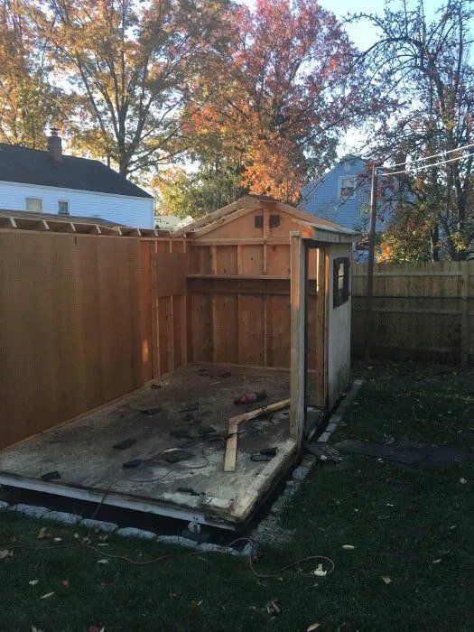 demolished shed