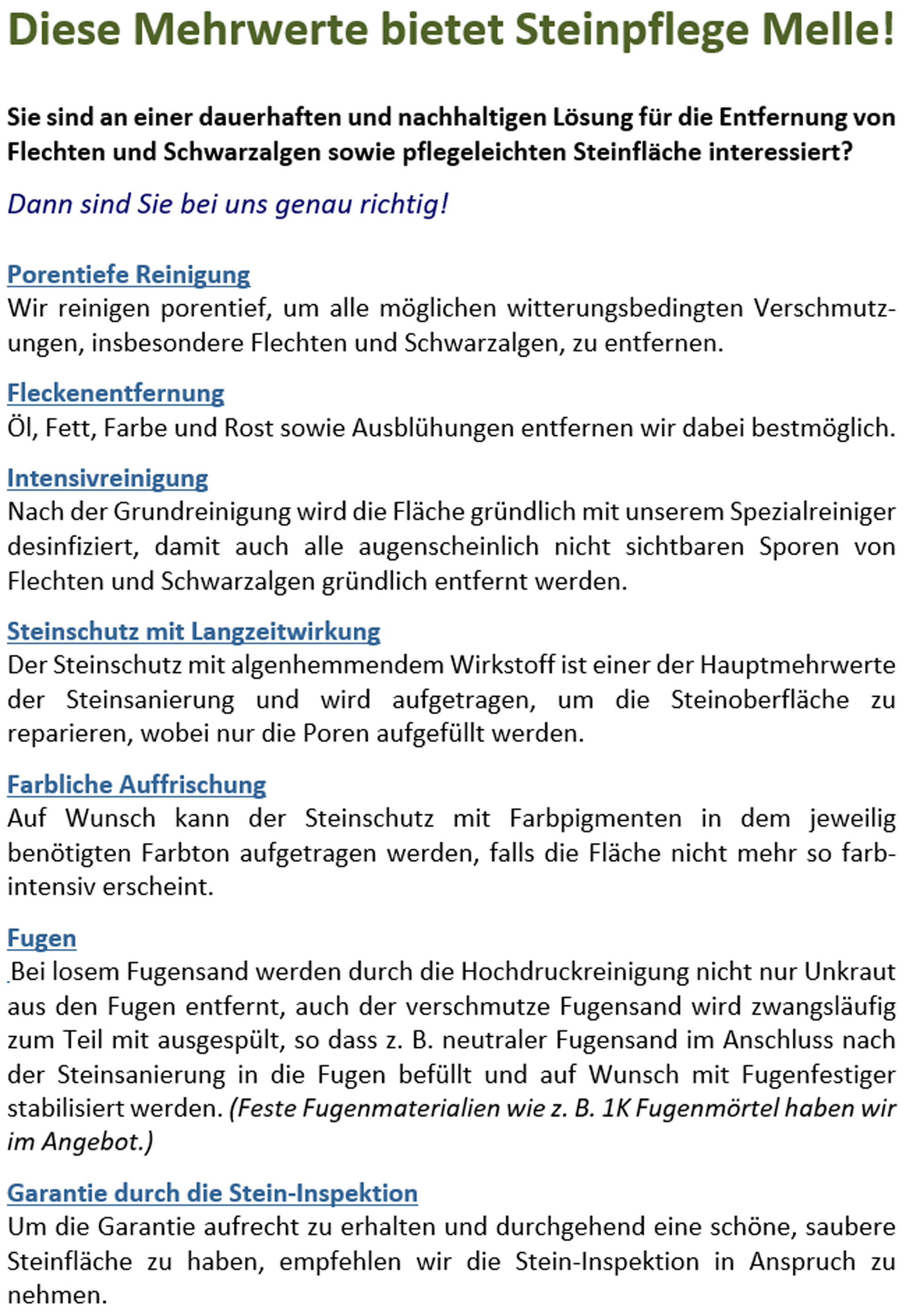 Diese Mehrwerte bietet Steinpflege Melle! Steinreinigung mit Nachhaltigkeit einer pflegeleichten Fläche...