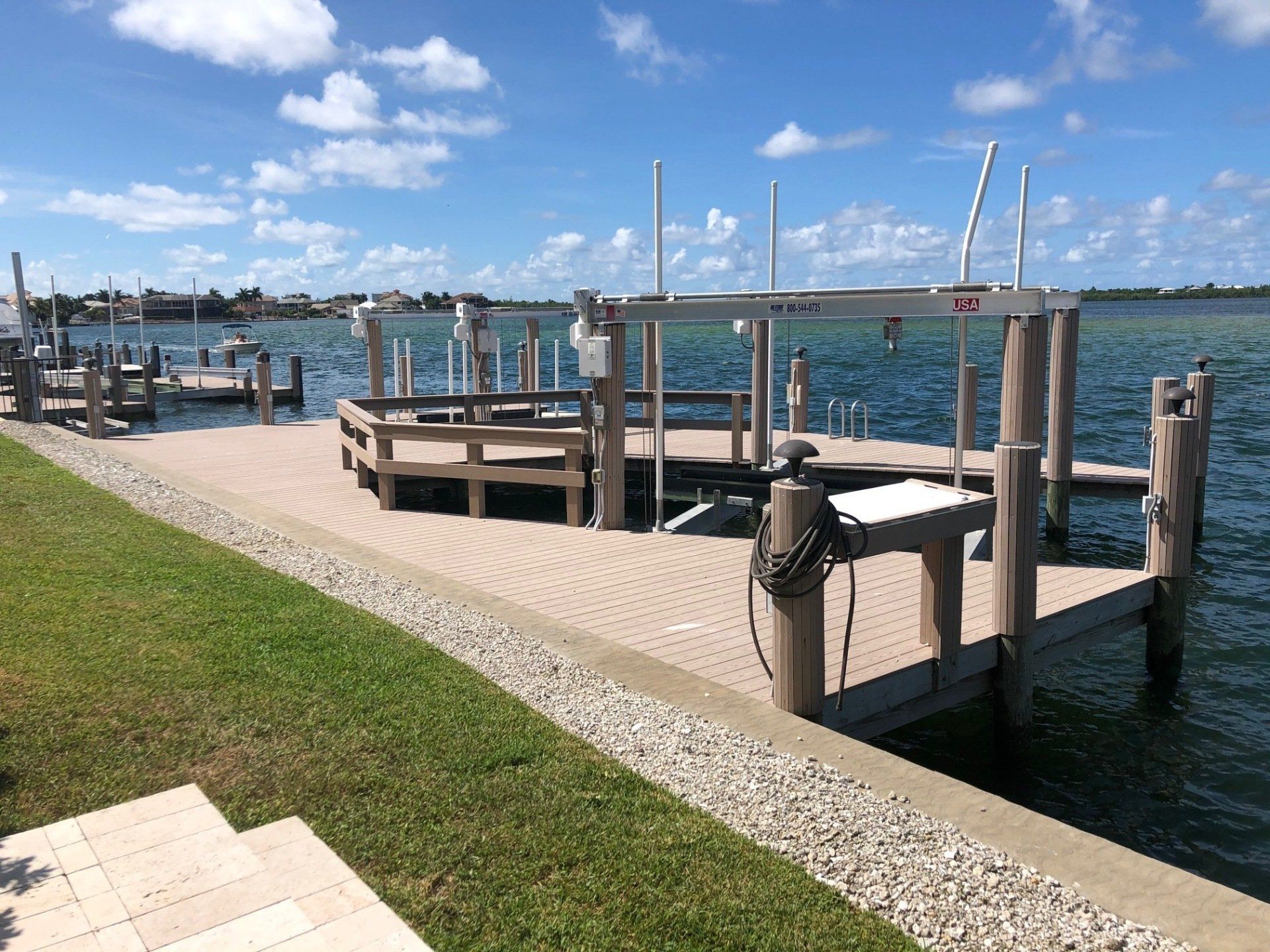Vacant Boat Lift on Deck — Marco Island, FL — Collier Seawall & Dock