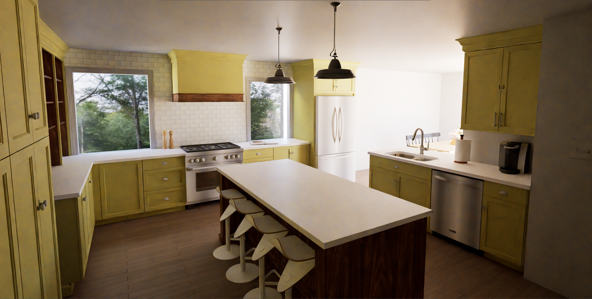 A kitchen cabinet with a pull out drawer filled with pots and pans.