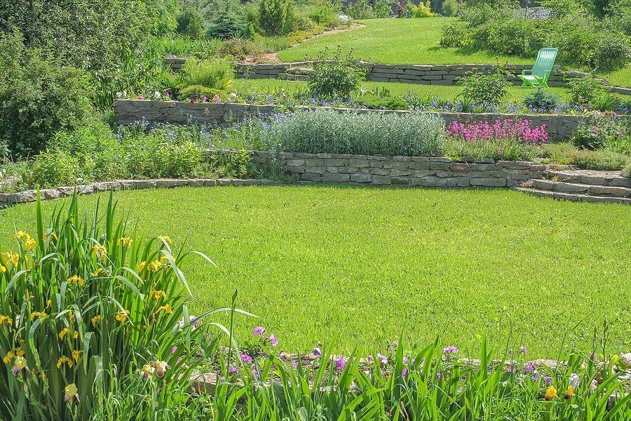 outdoor garden with retaining walls