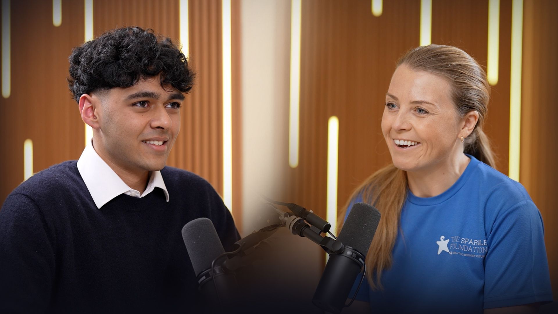 podcast guest reihan sagar on left and the sparkle foundation founder and ceo sarah brook on right