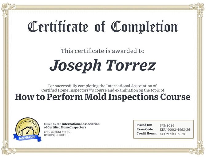 InterNACHI Mold Inspector Cert