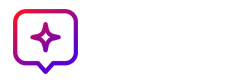 A purple and red speech bubble with a star inside.