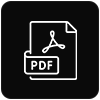 Black square with white outline of a PDF document icon labeled “PDF”.