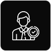 Person icon with checkmark in a circle, denoting verified user or account.