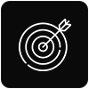 White target with arrow in the center on a black square.