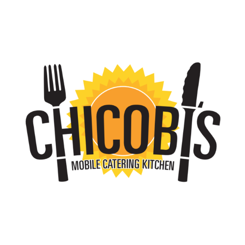 Chicobis mobile catering kitchen logo on a red background