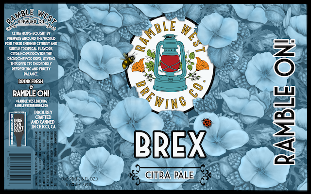 a ramble on brex citra pale beer label