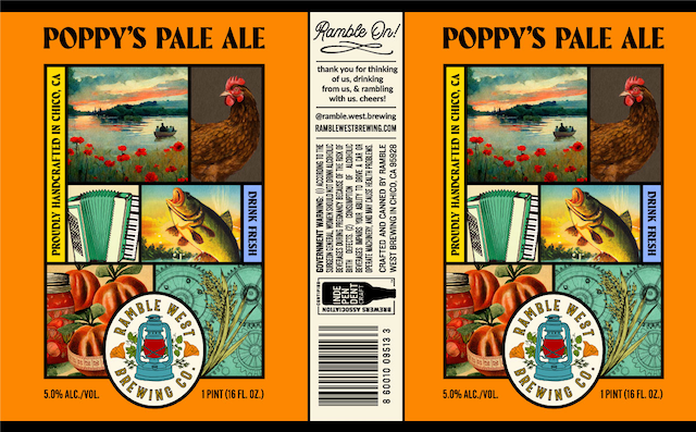 a beer label for poppy 's pale ale