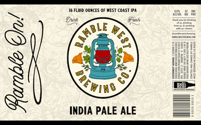 a label for ramble west brewing company india pale ale