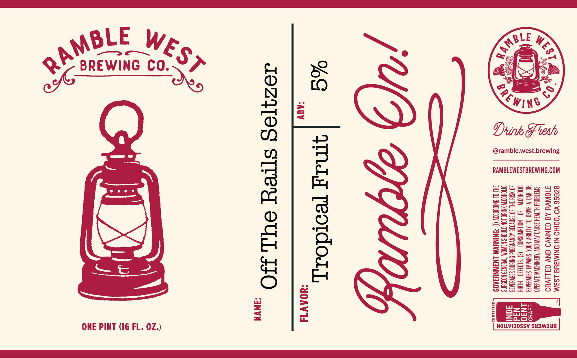 A label for ramble west brewing company 's tropical fruit seltzer