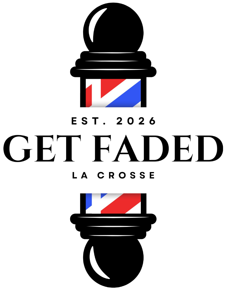 Barber pole logo with 