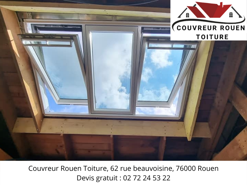 rénovation de toit en zinc et pose de 3 Velux à Rouen