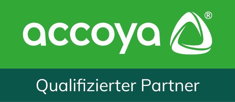 Ein grün-weisses Logo für Accoya qualifizierter Partner