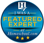 A badge that says `` i was a featured expert at homeschool.com ''