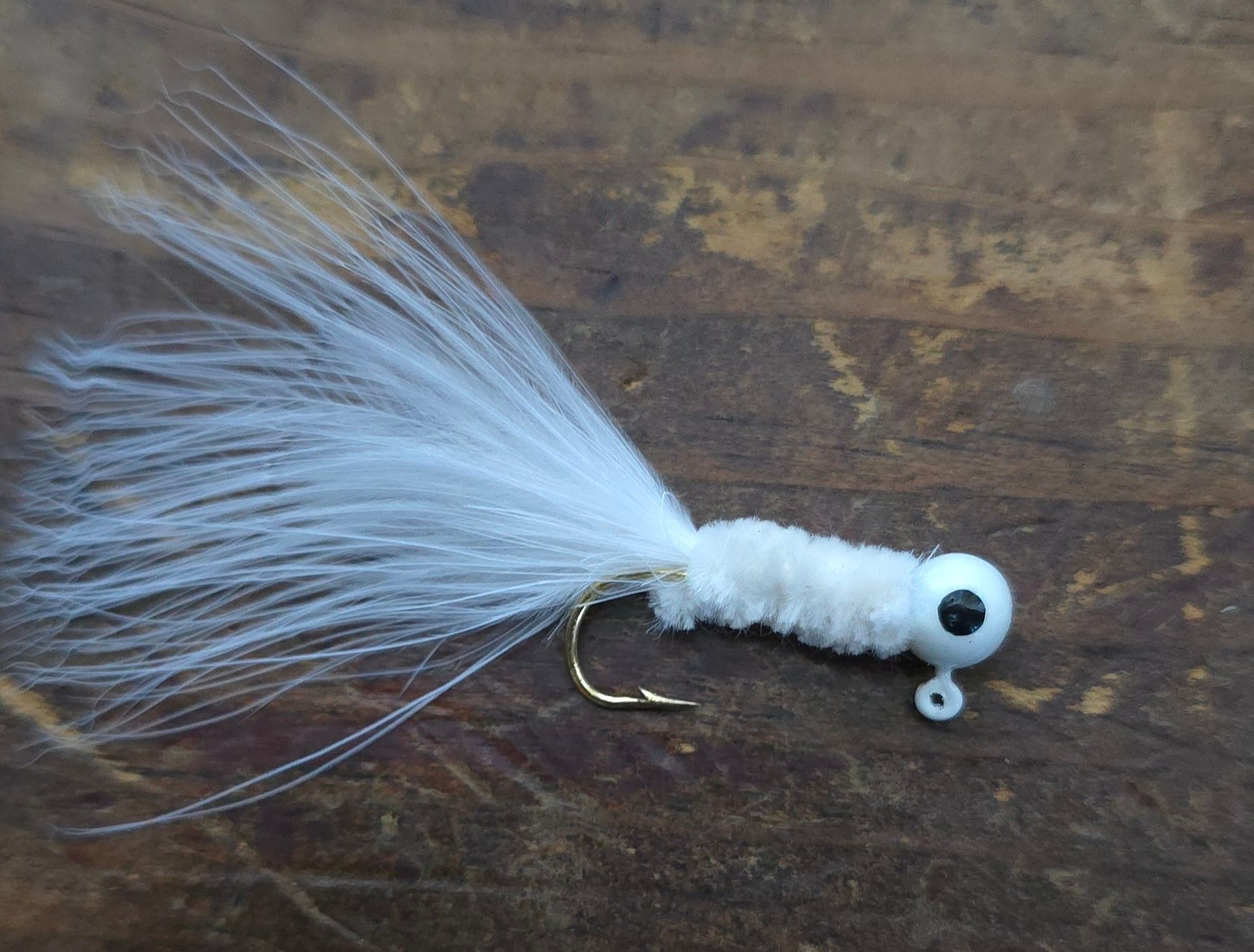 white feathered jig