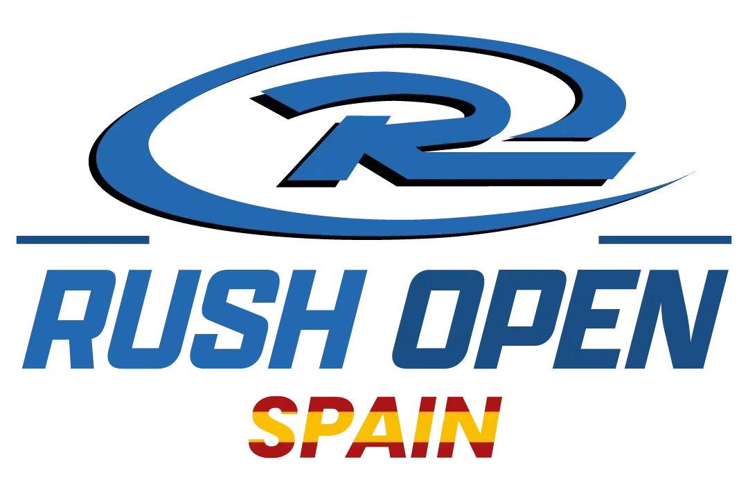 Logo for Rush Open Spain: Blue logo with large