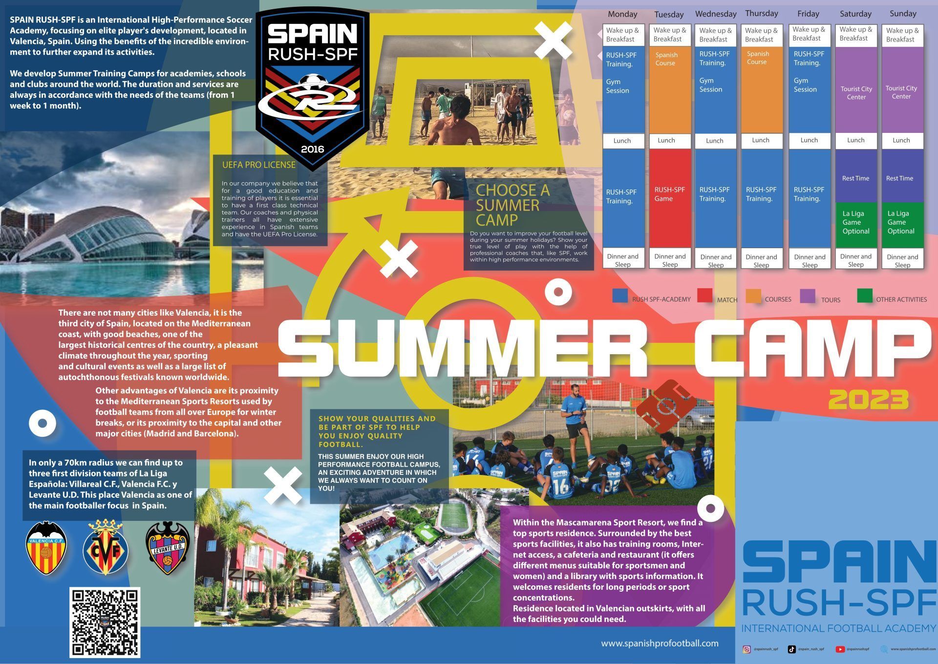 A poster for Spain Rush-SPF summer camp 2023