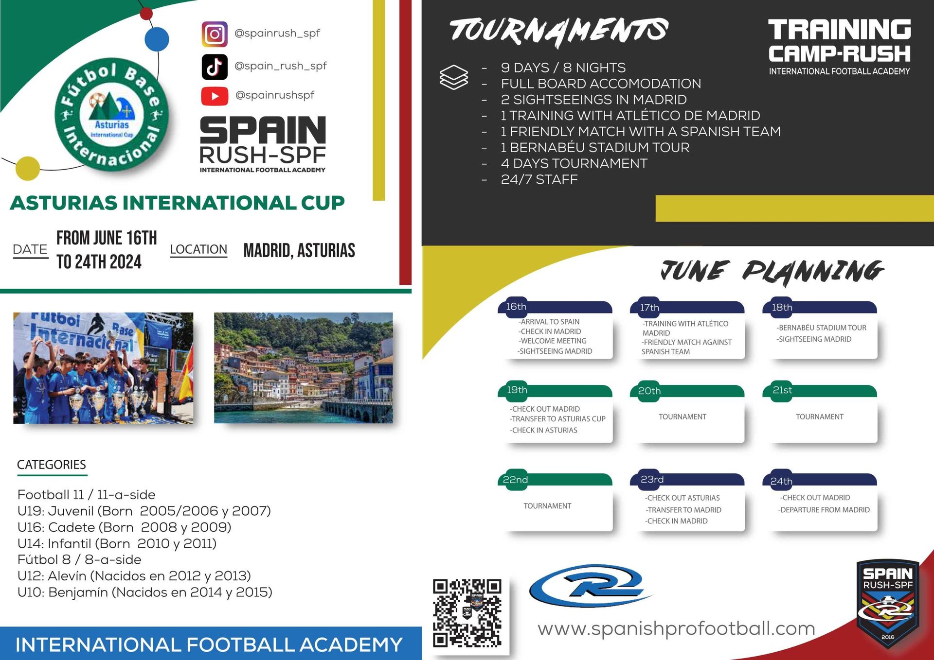 A poster for the spain rush soccer tournament