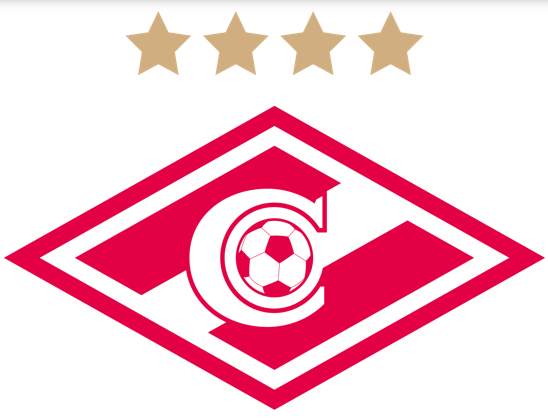 A red and white logo with a soccer ball and three stars