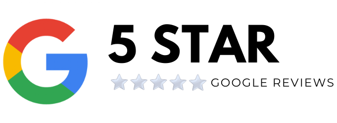 Google 5 star reviews with black writing.