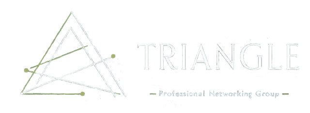 The logo for the triangle professional networking group is a triangle with arrows pointing to it.