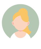 An icon of a woman with blonde hair in a circle.