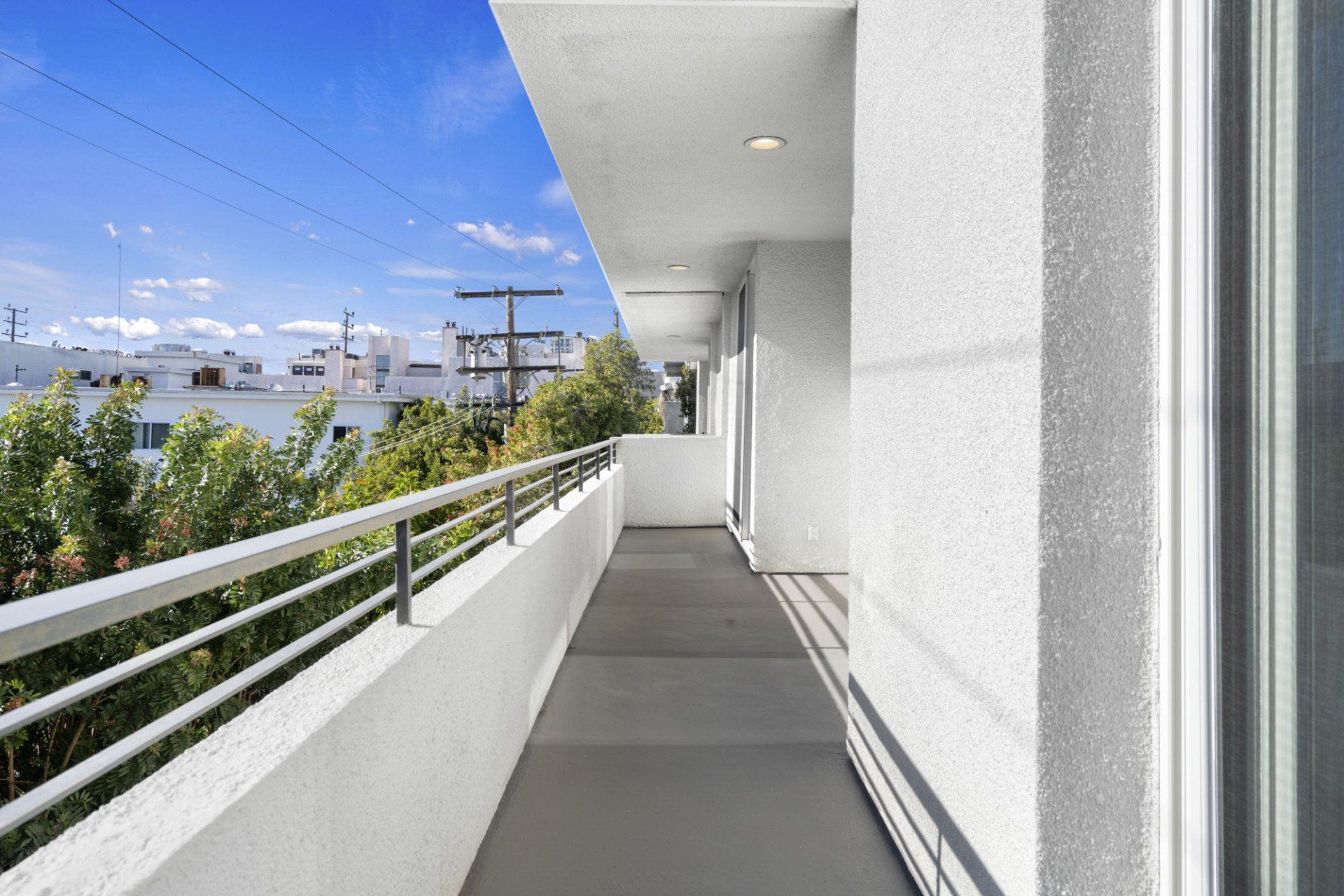 Exterior view of balcony with view overlooking city