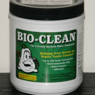 A jar of bio-clean sits on a table