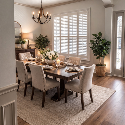 Beautiful Plantation Shutters in a customer's Dining Room in Georgia