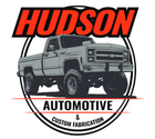 Logo for Hudson Automotive with a truck inside a circle. The logo also reads 'Automotive & Custom Fabrication'.