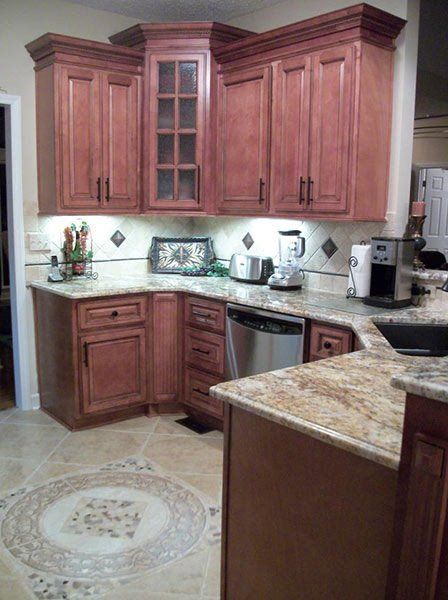 New Kitchen Cabinets — Kitchen with Wooden Cabinets in Matthews, NC