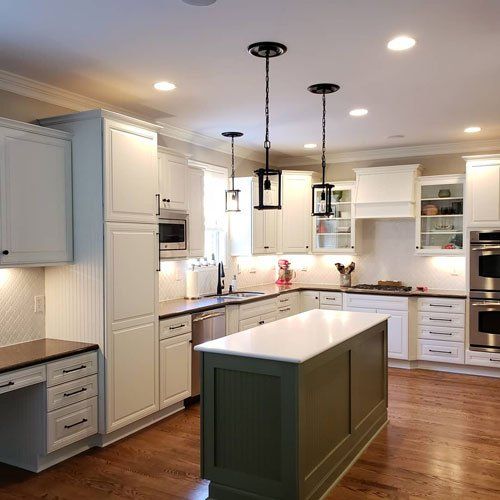 Kitchen Remodeling Design — Panoramic View of Kitchen with White Cabinets in Matthews, NC