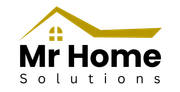 Logo: Gold house outline above "Mr Home Solutions" in black.