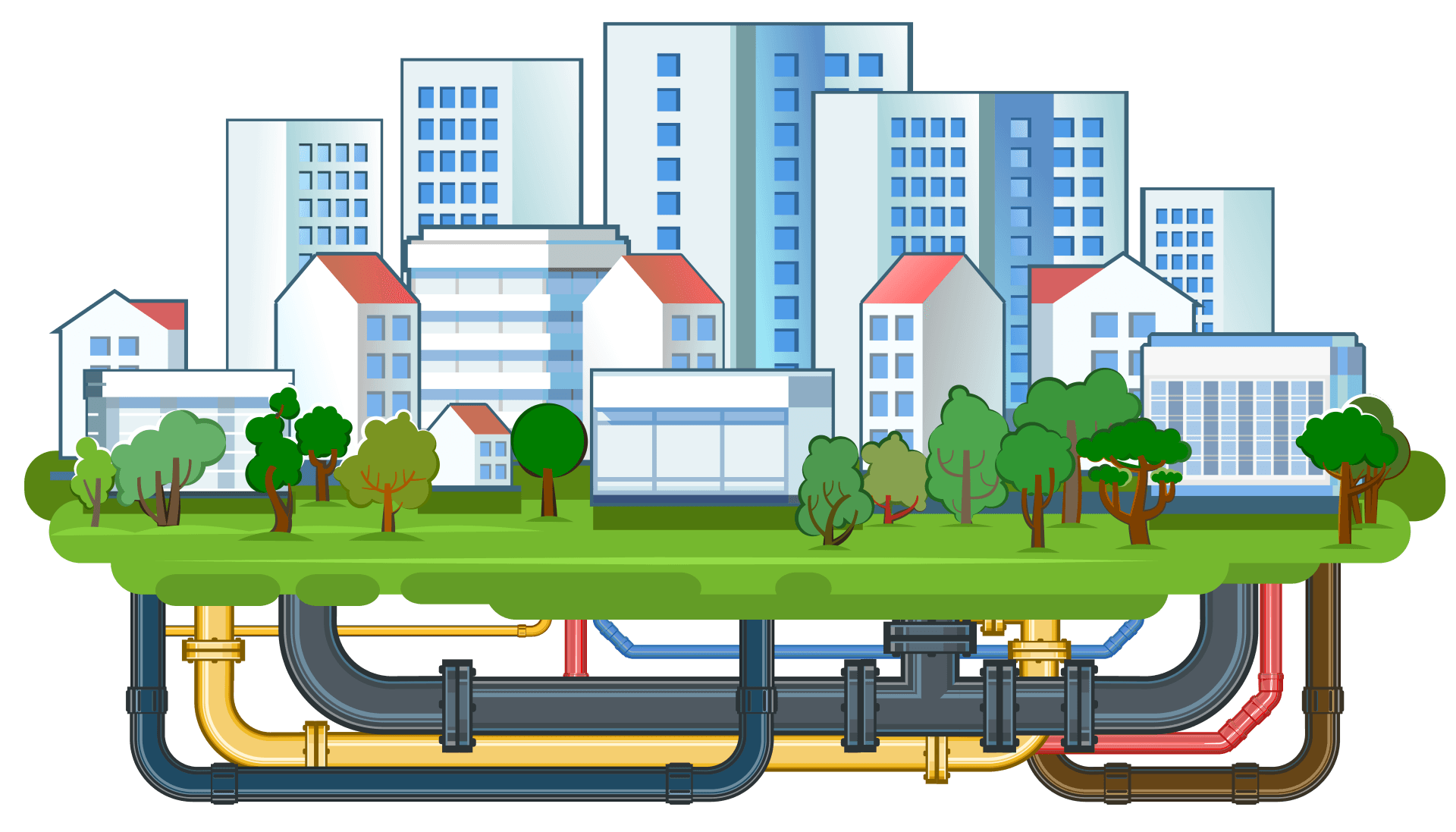 City with underground pipeline