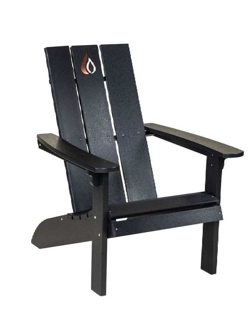A black adirondack chair on a white background