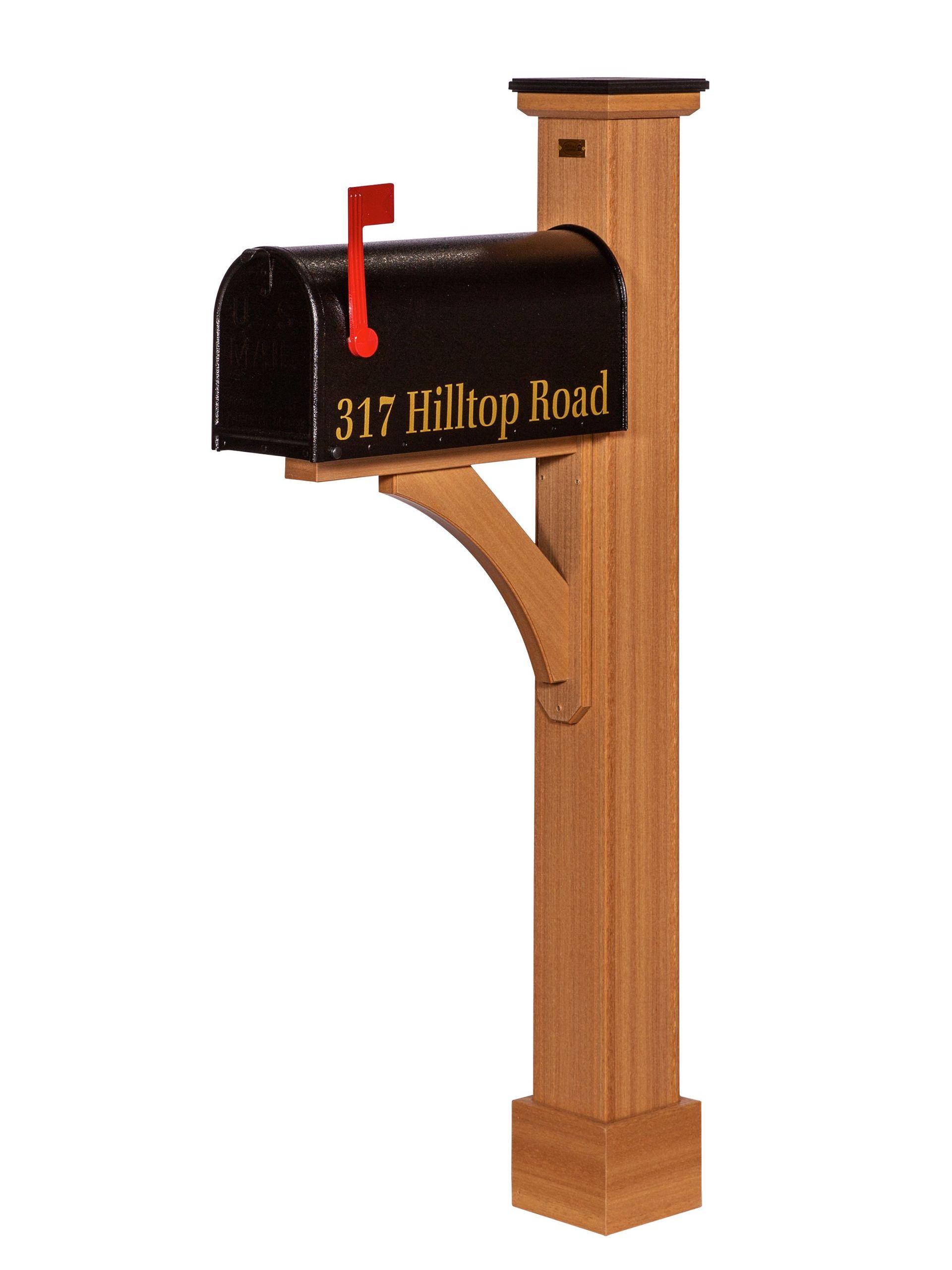 A mailbox with the address 317 hilltop road on it