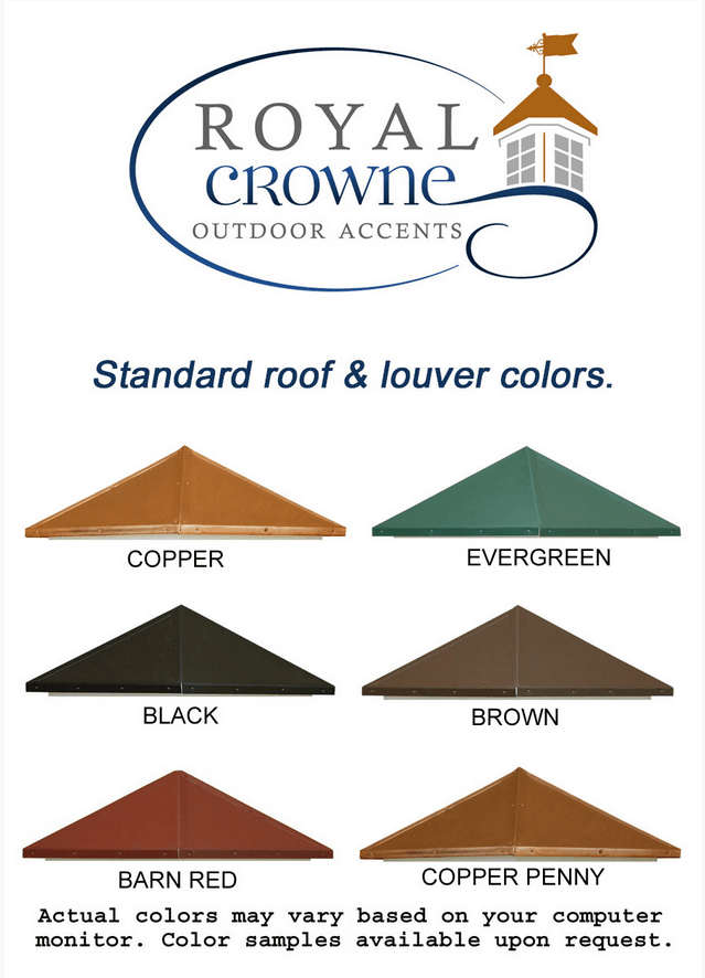 A royal crown outdoor accents standard roof and louver colors