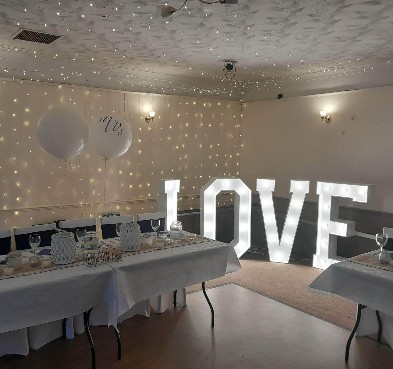 4 foot LOVE lights for a wedding