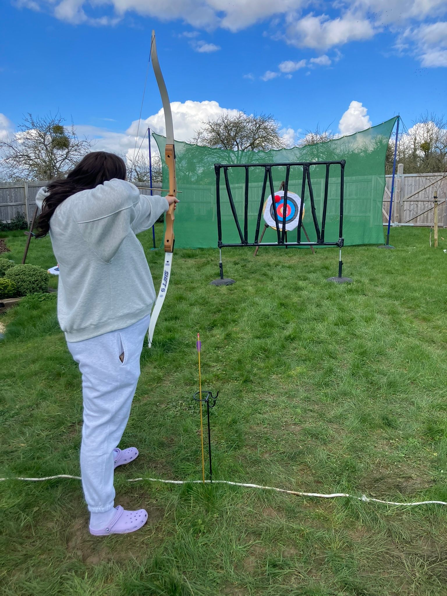 Field archery set up in a sports hall.